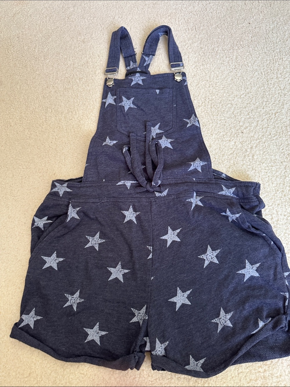 Never worn Love Navy Star-Print Short Overalls Romper